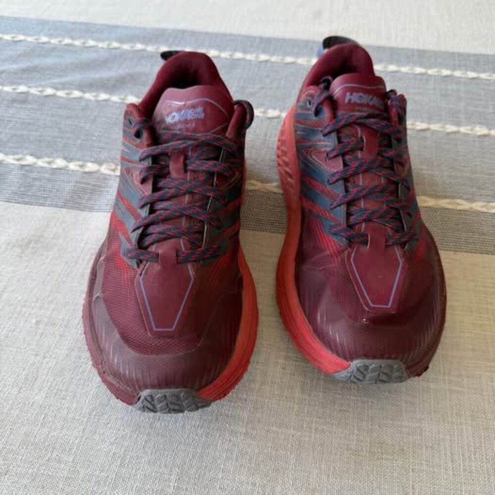 Hoka One One Running Shoes Womens Size 8.5 Speedgoat 4 Red Maroon Sneakers Gym - Picture 4 of 10